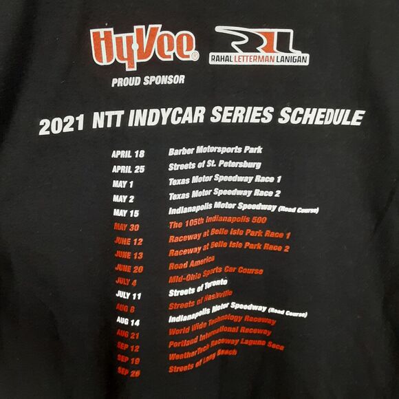Hy-Vee Adult Mens Size M T-Shirt 2021 NTT Indycar Series Schedule Racing Tee - Picture 3 of 7